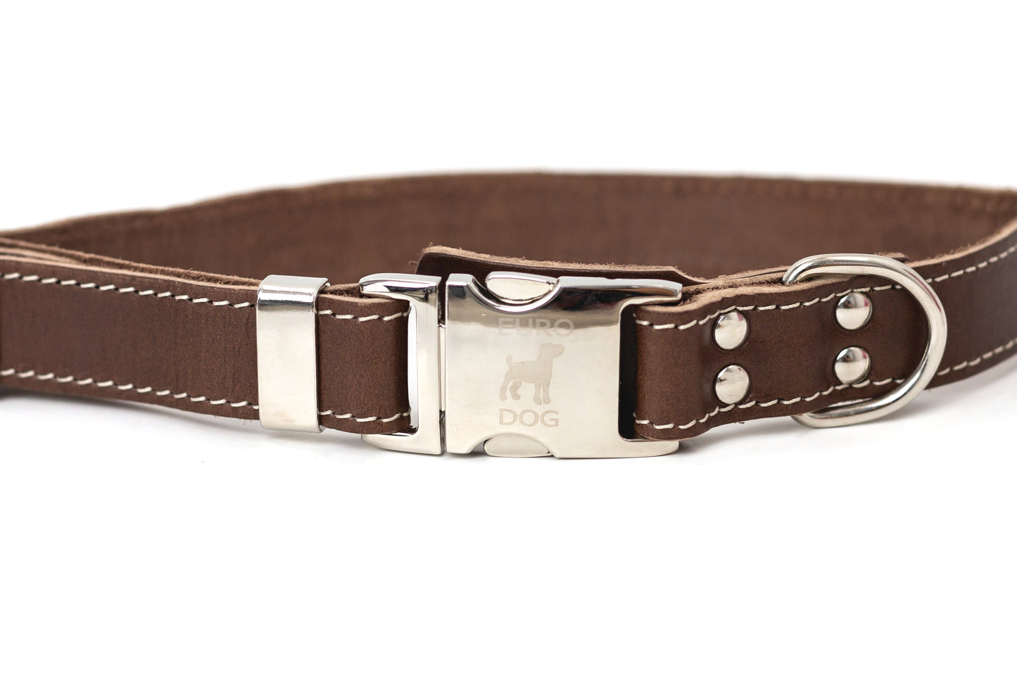 Bestseller Quick-Release Dog Collar – Chocolate Brown Full-Grain American Leather with European Steel Buckle, Adjustable Fit for All Breeds