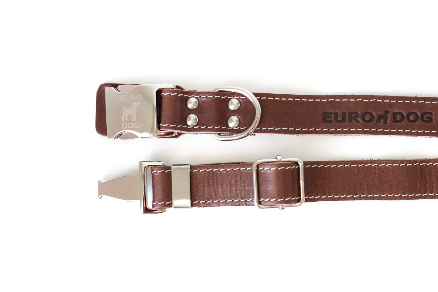 Bestseller Quick-Release Dog Collar – Chocolate Brown Full-Grain American Leather with European Steel Buckle, Adjustable Fit for All Breeds
