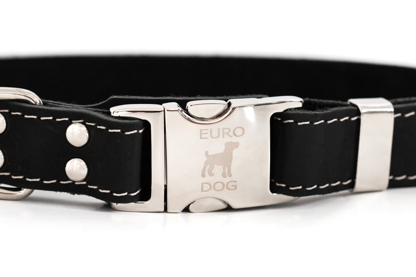 Bestseller Quick-Release Dog Collar – Midnight Black Full-Grain American Leather with European Steel Buckle, Adjustable Fit for All Breeds