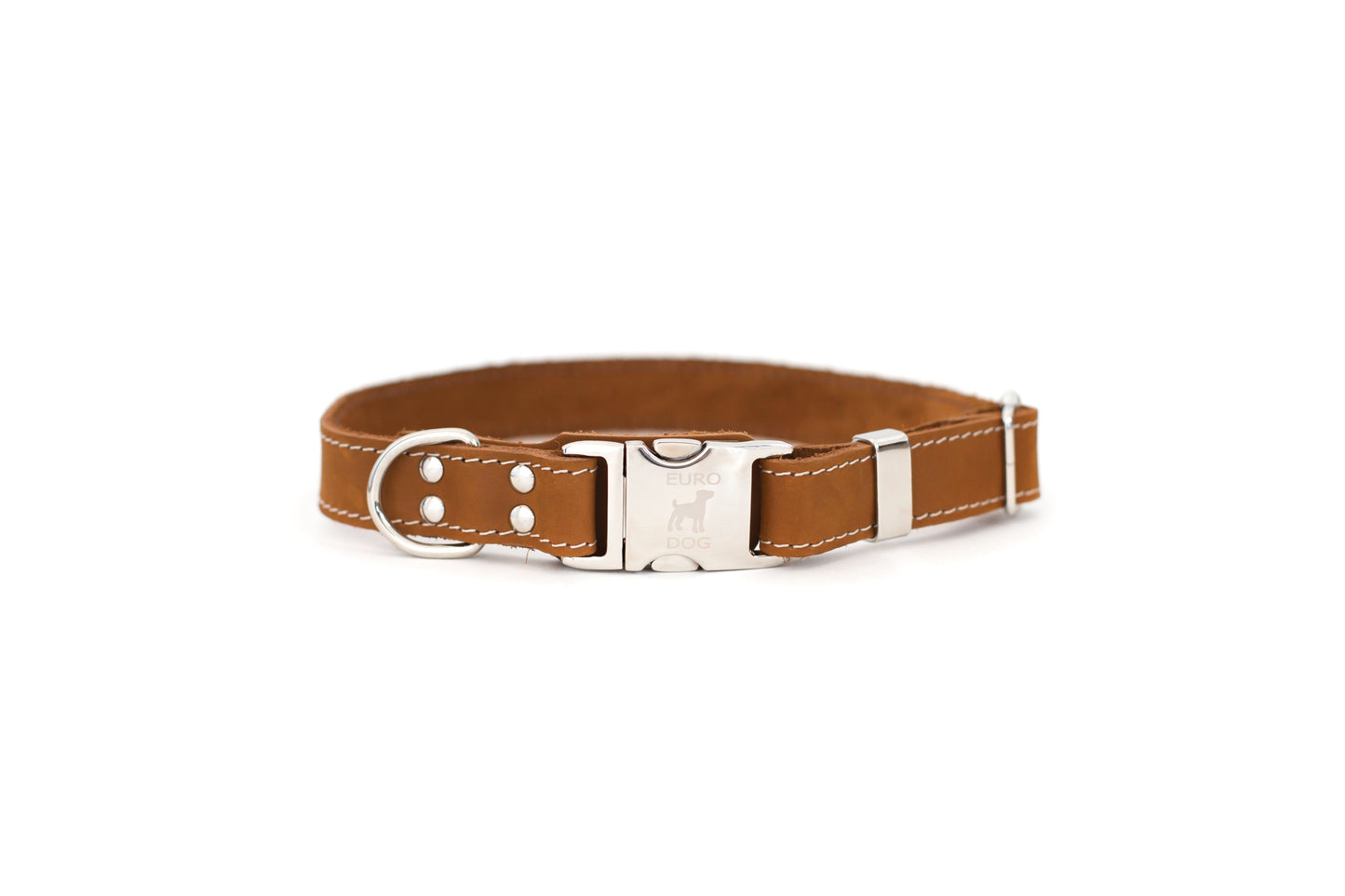Bestseller Quick-Release Dog Collar – Earth Brown Full-Grain American Leather with European Steel Buckle, Adjustable Fit for All Breeds