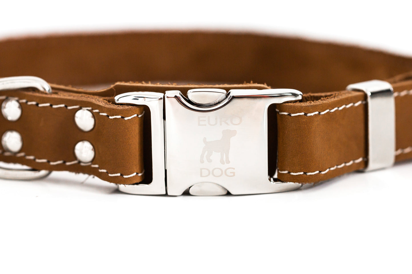 Bestseller Quick-Release Dog Collar – Earth Brown Full-Grain American Leather with European Steel Buckle, Adjustable Fit for All Breeds