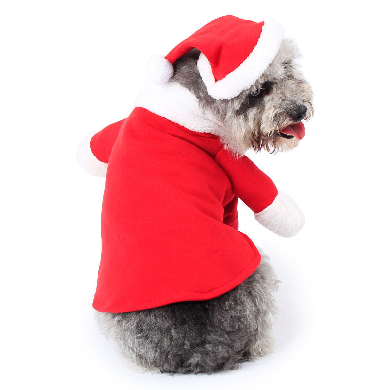 Pet Christmas Standing Santa Costume – Warm Fleece Holiday Outfit