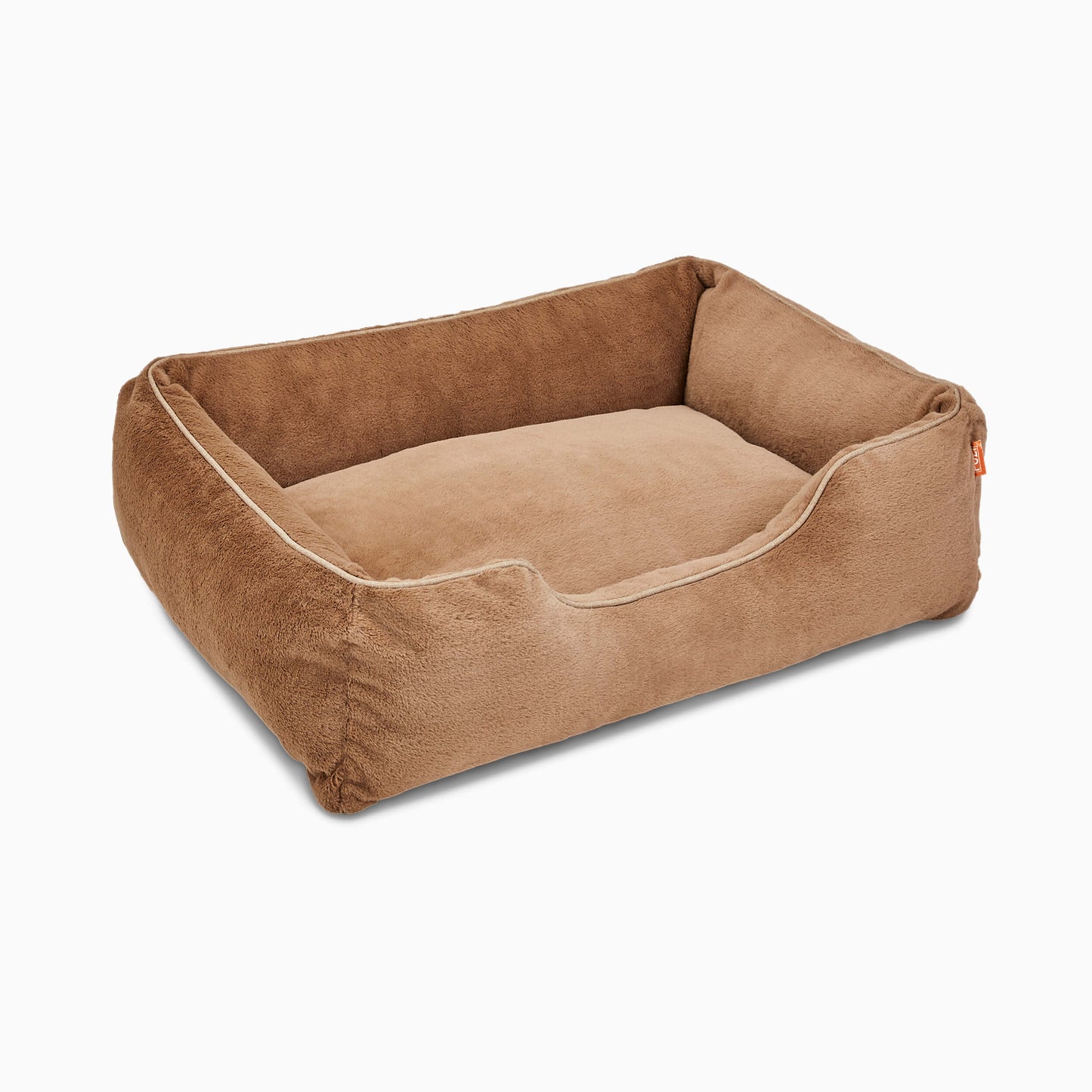 The Sammy Dog Bed – Light Brown | Faux Fur Bolster Bed with Chew-Resistant Inserts & Washable Cover (S/M/L)