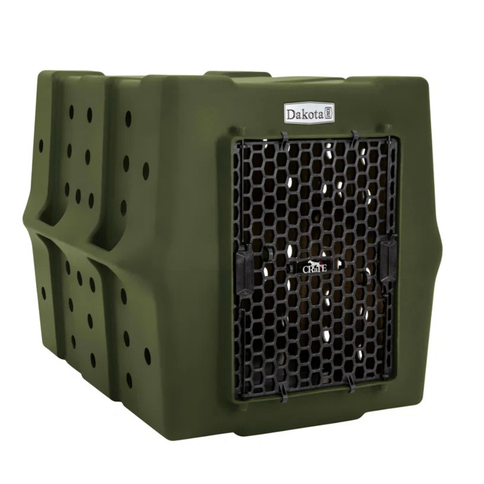 Dakota 283 CRaTE Economy Dog Kennel – Intermediate Olive Green, Heavy-Duty One-Piece Design with Dual-Swing Door, Ventilated & Portable Crate