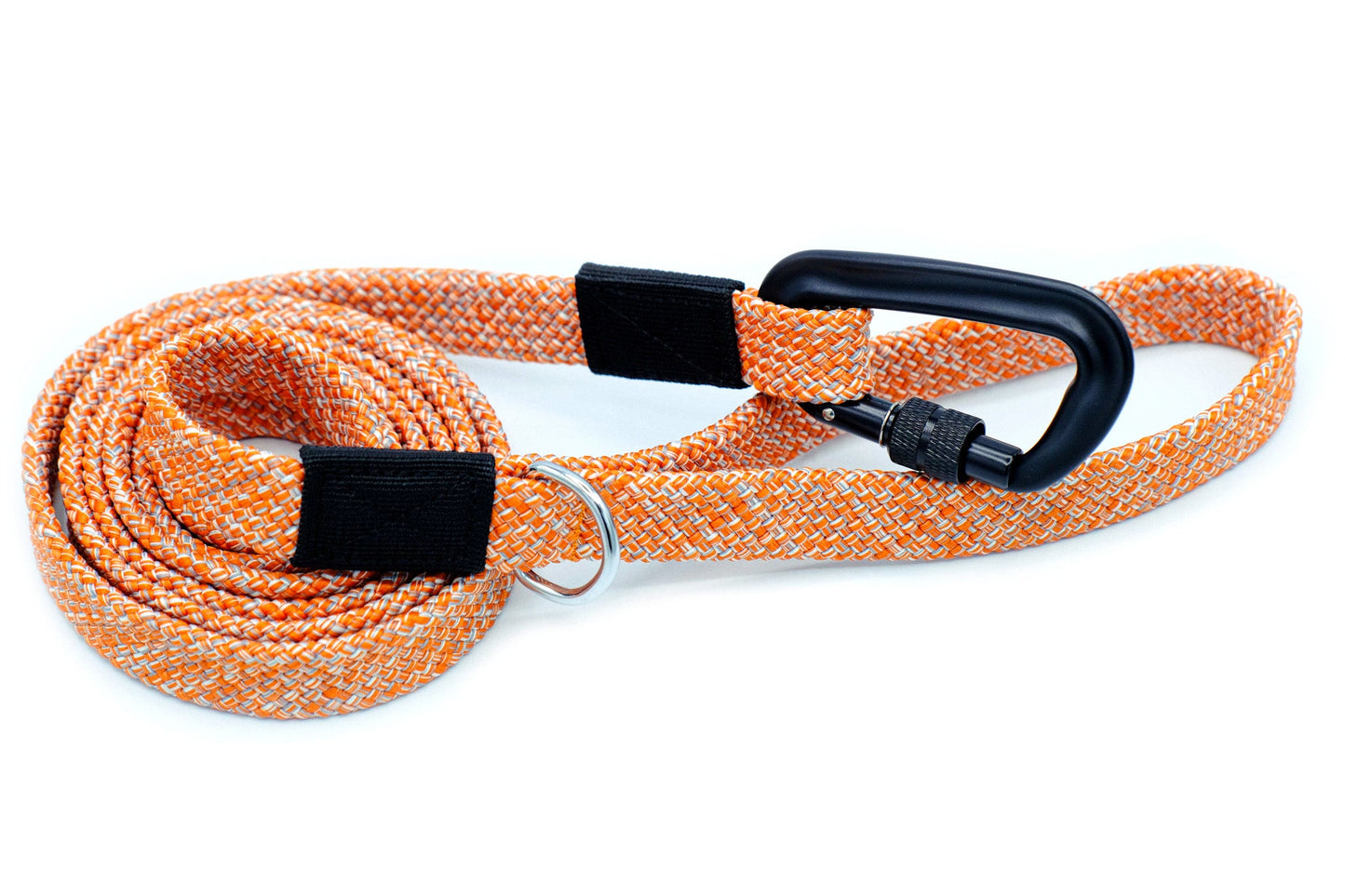 Adventure Style Mountain Sunrise Flat Weave Nylon Climbing Rope Dog Leash – Durable Design with Locking Aluminum Carabiner