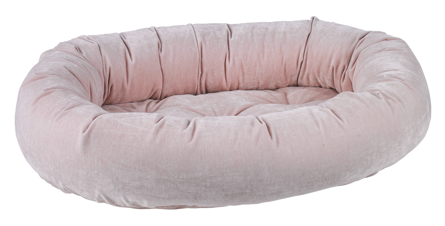 Donut Bed Blush – Oval Pet Bed with Removable Washable Cover & Tufted Cushion, Upholstery-Grade Fabric, High-Memory Polyester Fill, YKK Zippers, Doubles as Crate or Travel Mat