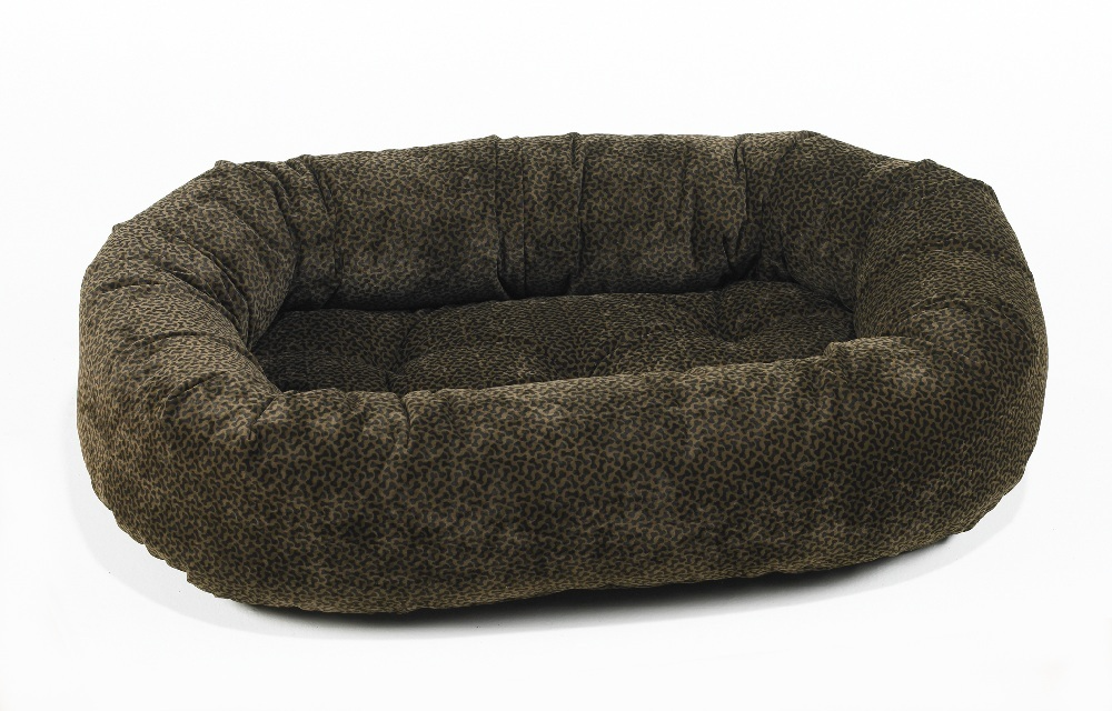 Donut Bed Chocolate Bones – Oval Pet Bed with Removable Washable Cover & Tufted Cushion, Upholstery-Grade Fabric, High-Memory Polyester Fill, YKK Zippers, Doubles as Crate or Travel Mat