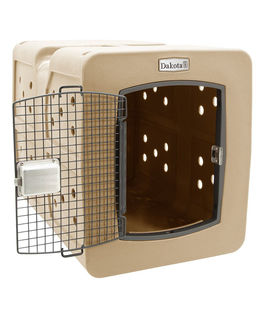 Dakota 283 G3 Dog Kennel with Dakota Guard – X-Large Coyote Granite, Framed Door with Keyed Latch, Ventilated & Stackable Crate, 38.5" x 25.5" x 29.5"