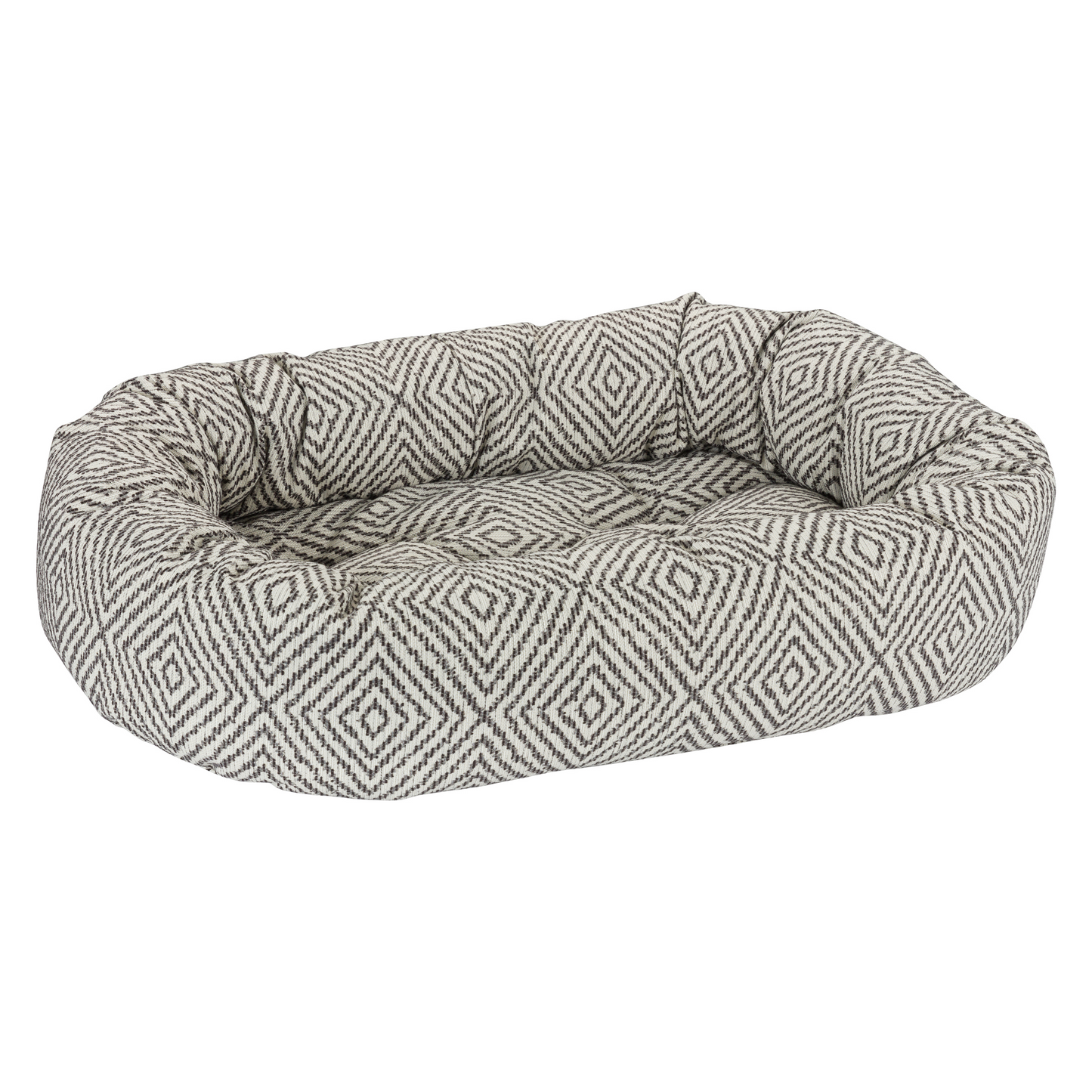 Donut Bed Diamondback – Oval Pet Bed with Removable Washable Cover & Tufted Cushion, Upholstery-Grade Fabric, High-Memory Polyester Fill, YKK Zippers, Doubles as Crate or Travel Mat