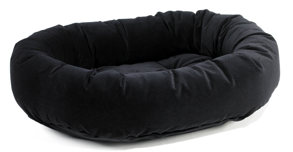 Donut Bed Ebony – Oval Pet Bed with Removable Washable Cover & Tufted Cushion, Upholstery-Grade Fabric, High-Memory Polyester Fill, YKK Zippers, Doubles as Crate or Travel Mat
