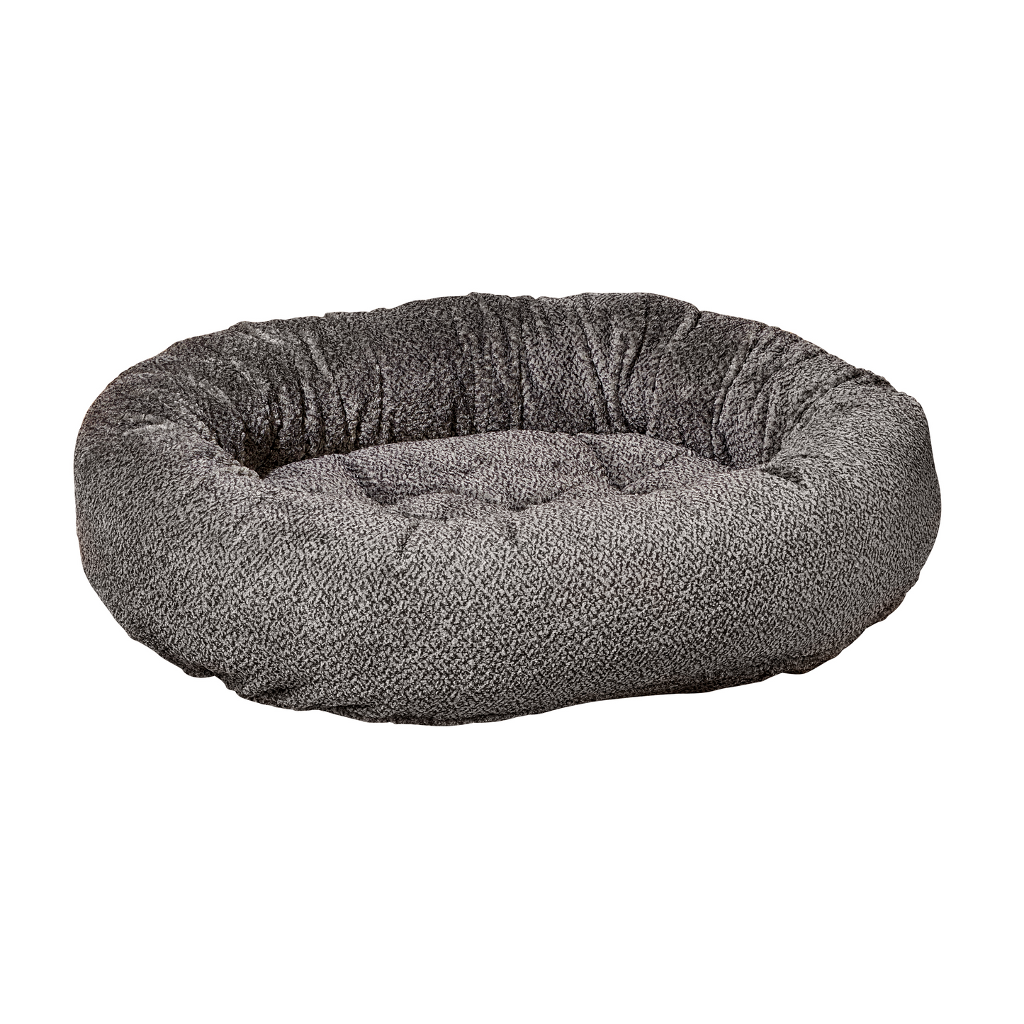 Donut Bed Grey Owl – Oval Pet Bed with Removable Washable Cover & Tufted Cushion, Upholstery-Grade Fabric, High-Memory Polyester Fill, YKK Zippers, Doubles as Crate or Travel Mat