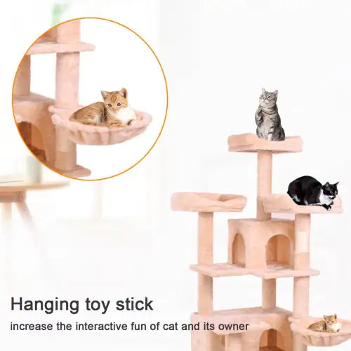 Kitty Cloud Tower | 63" Soft Plush Multi-Level Cat Climber with Stable Base & Anti-Tip Safety