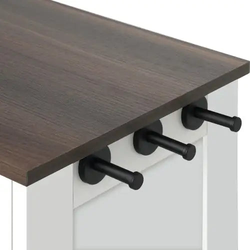 Pawfect Station Dual-Bowl Dog Feeder with Storage & Hooks – Elevated Pet Feeding Stand (White/Walnut)