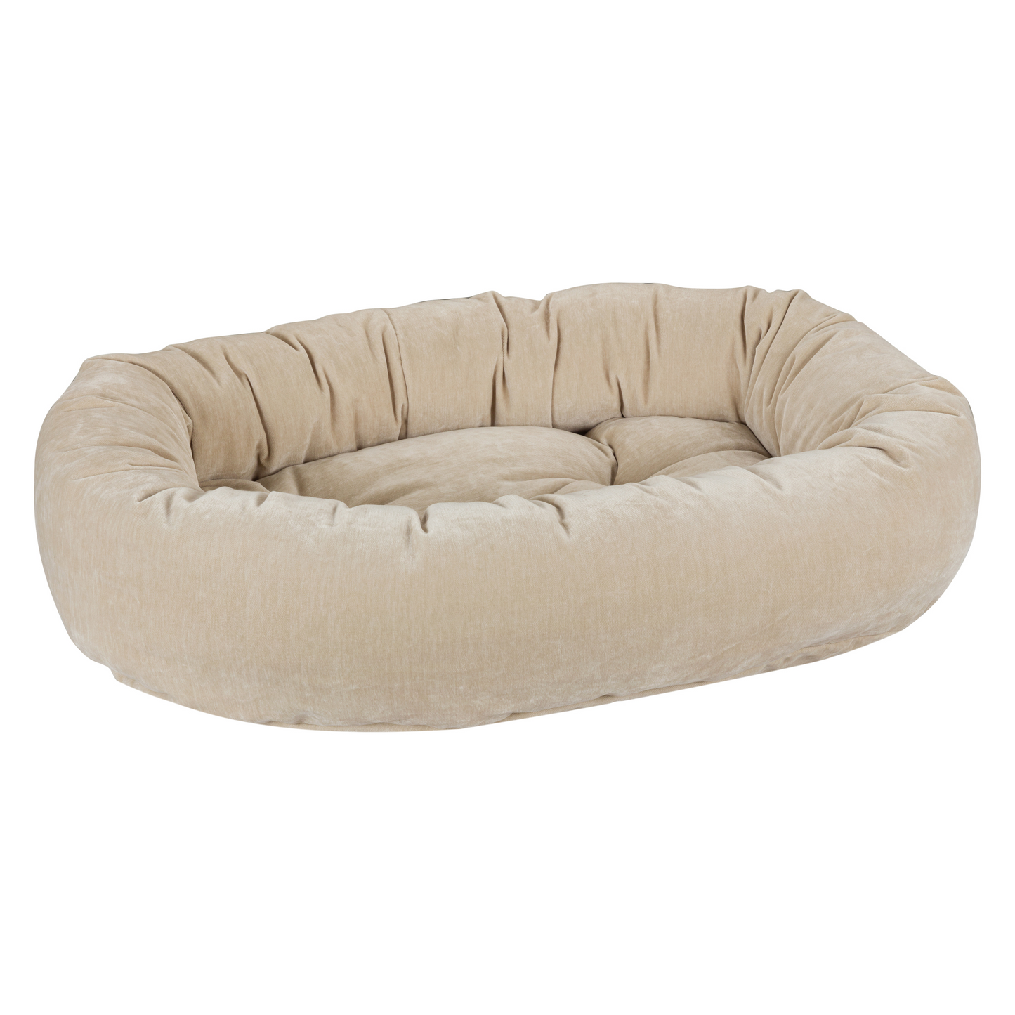 Donut Dog Bed – Linen Cream Upholstery-Grade Fabric with Removable Washable Cover & Tufted Cushion, High-Memory Fiber Fill