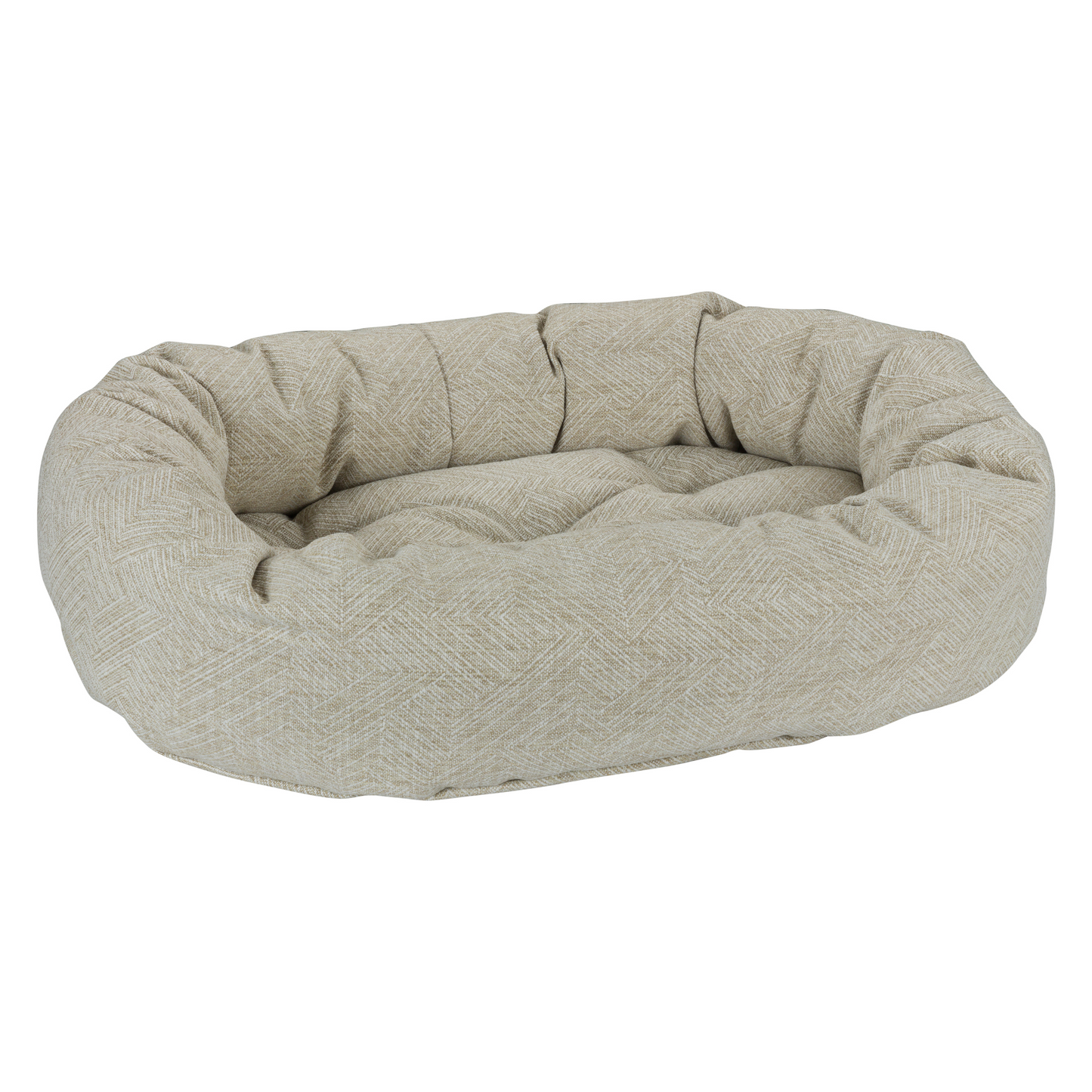 Donut Dog Bed – Natura Beige Upholstery-Grade Fabric with Removable Washable Cover & Tufted Cushion, High-Memory Fiber Fill