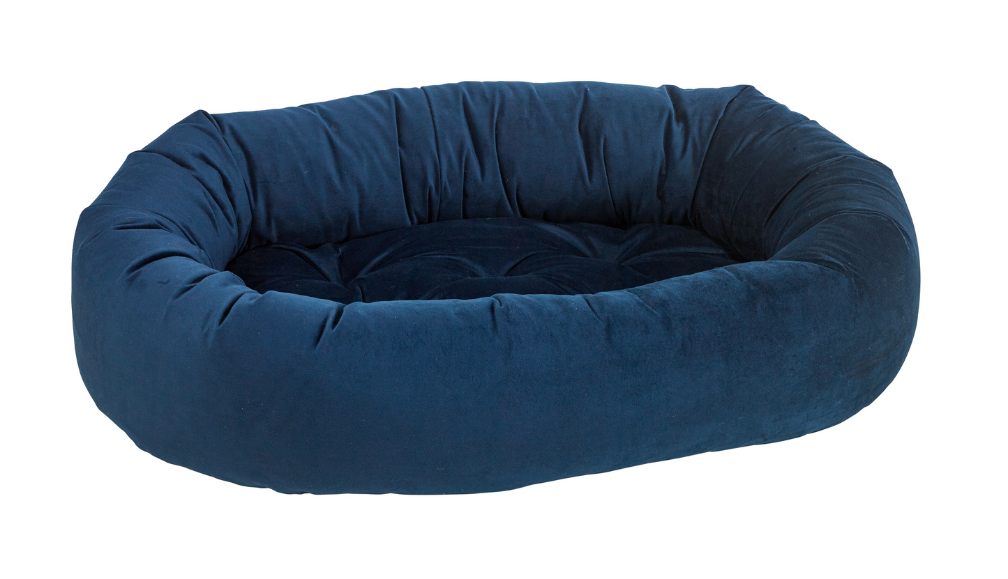 Donut Dog Bed – Rosewood Red Upholstery-Grade Fabric with Removable Washable Cover & Tufted Cushion, High-Memory Fiber Fill