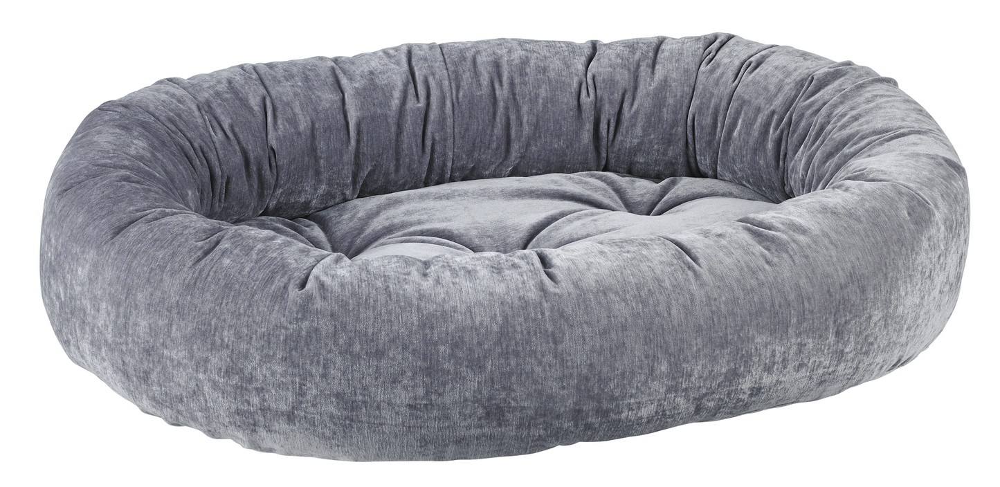 Donut Dog Bed – Pumice Gray Upholstery-Grade Fabric with Removable Washable Cover & Tufted Cushion, High-Memory Fiber Fill