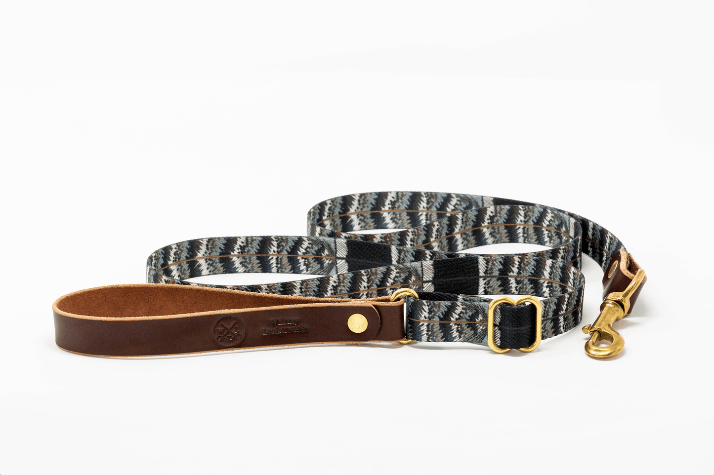 Upland Pattern Leather & Webbing Dog Leash