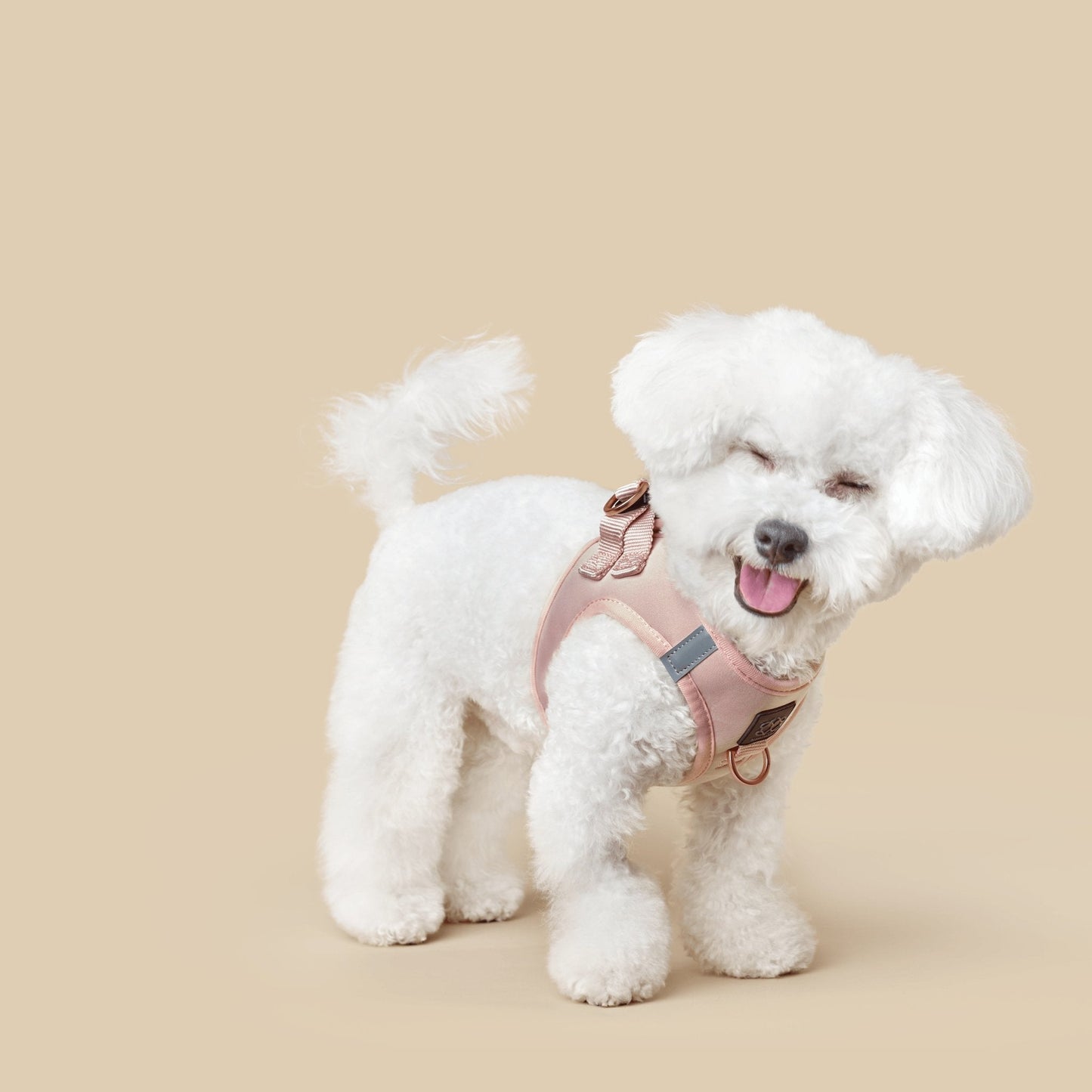 Dogistry SoHo No-Pull Step-In Dog Harness – Blush Pink with Front D-Ring, Adjustable Velcro & Buckle Closures, Escape-Resistant Luxury Design
