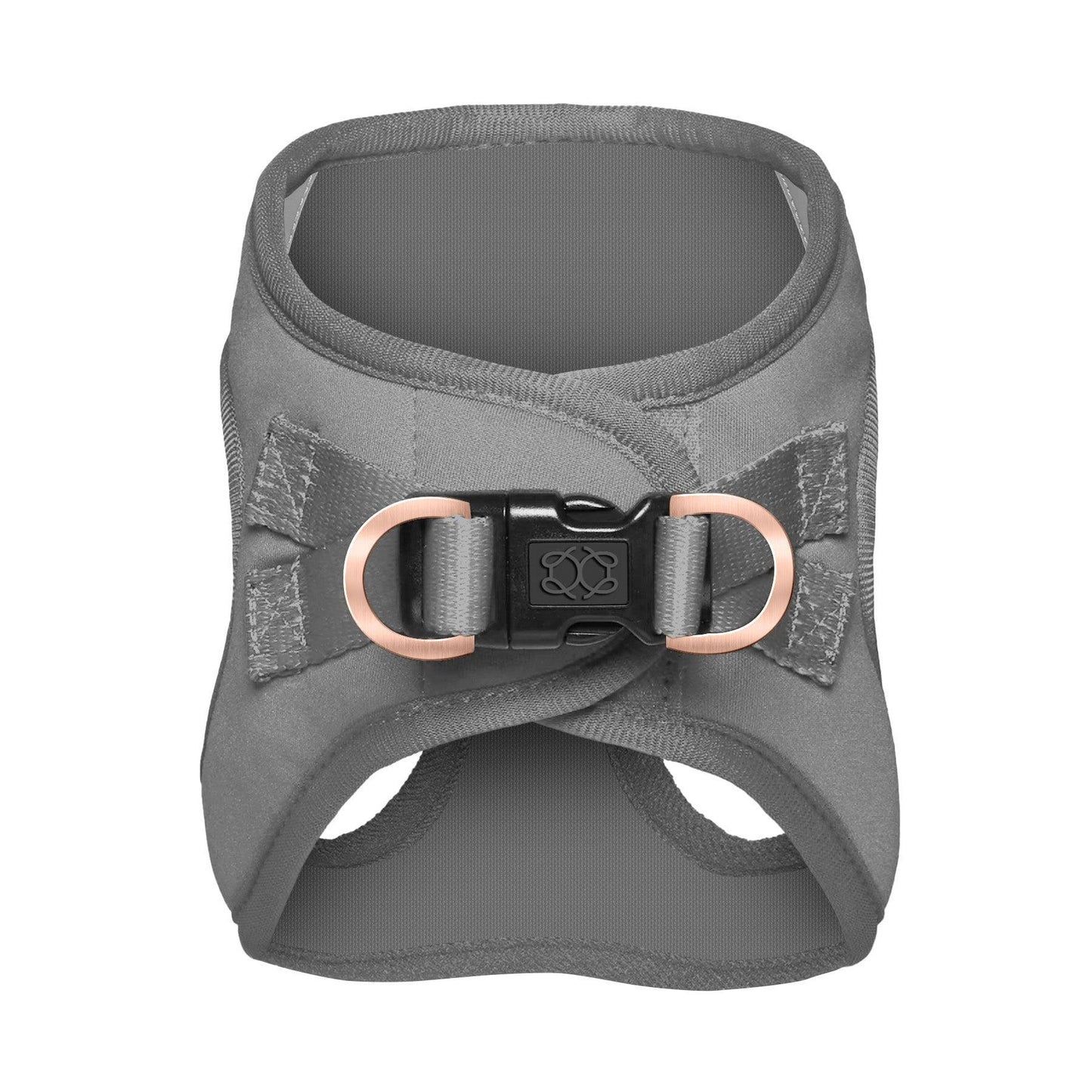 Dogistry SoHo No-Pull Step-In Dog Harness – Steel Gray with Front D-Ring, Adjustable Velcro & Buckle Closures, Escape-Resistant Luxury Design