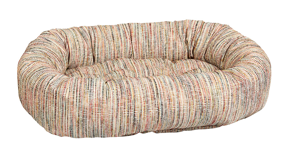 Donut Dog Bed – Sorrento Blue Upholstery-Grade Fabric with Removable Washable Cover & Tufted Cushion, High-Memory Fiber Fill