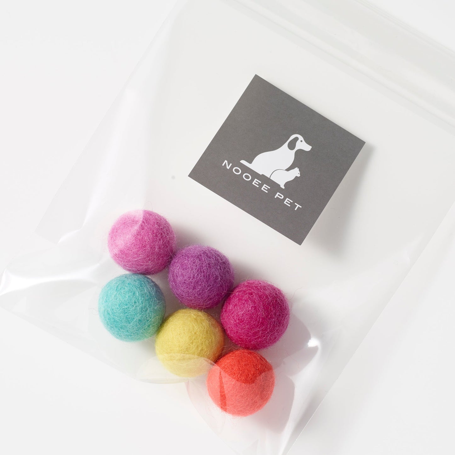 Nooee Pet Wool Toy Balls (2CM) – Set of 6 Handmade 100% Natural Wool Balls for Cats & Dogs, Eco-Friendly, Chemical-Free, Lightweight Indoor Play, 2cm Diameter