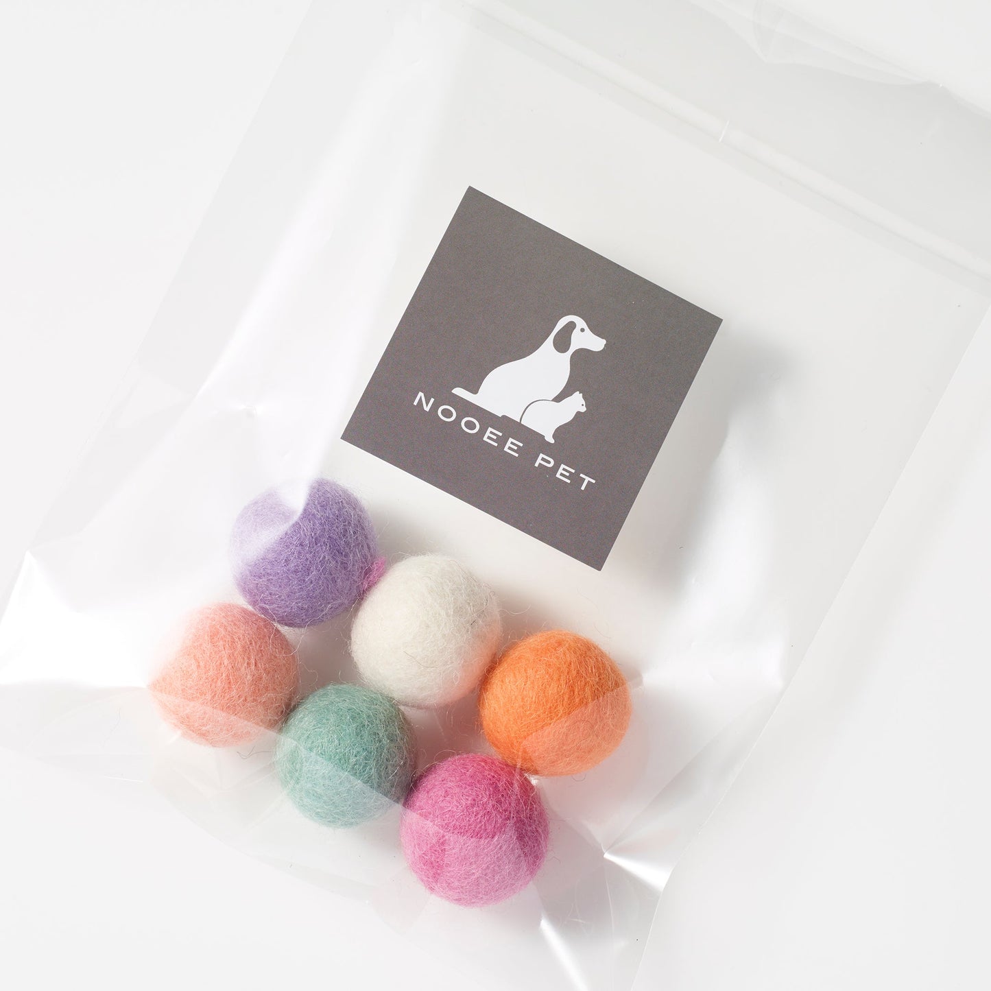 Nooee Pet Wool Toy Balls (2CM) – Set of 6 Handmade 100% Natural Wool Balls for Cats & Dogs, Eco-Friendly, Chemical-Free, Lightweight Indoor Play, 2cm Diameter