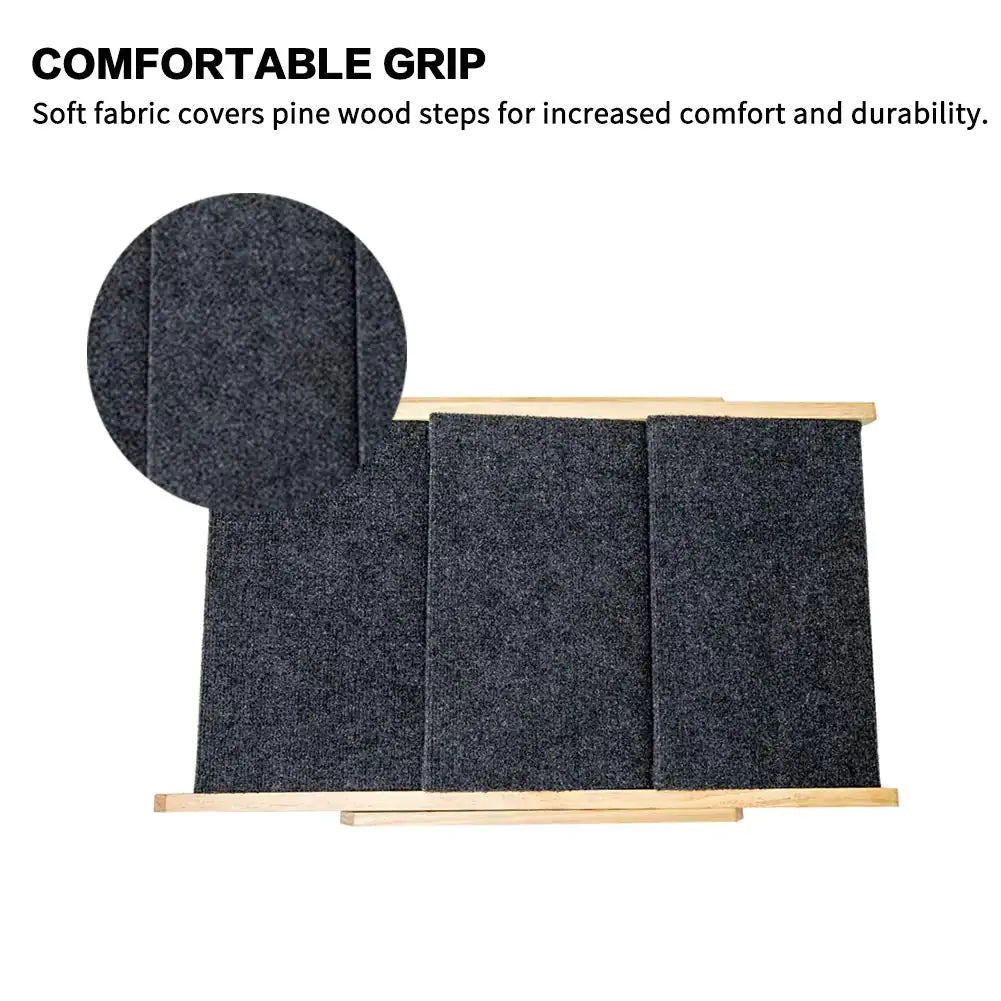 3-Tier Wooden Pet Steps & Ramp | Foldable Dog & Cat Stairs for Beds, Cars & Couches (Up to 110 lbs)