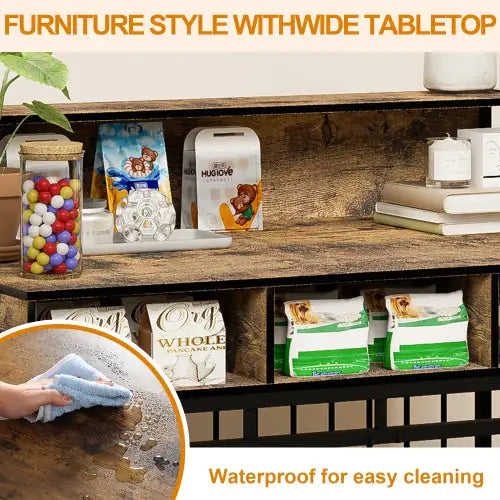 Rustic Retreat Dog Crate with Storage – Large Furniture-Style Wooden Kennel with Divider & Drawers