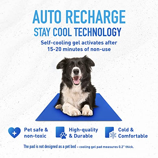 Chillz Gel Mat – XL, Blue | Non-Toxic Pressure-Activated Pet Cooling Pad, No Electricity or Refrigeration Needed