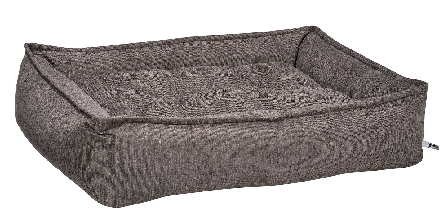Sterling Lounge Bed Charcoal – Low-Profile Dog Bed with Pinched Edge Trim, One-Piece Attached Cushion, Removable Washable Cover, Premium Upholstery Fabric & Supportive Fiber Fill