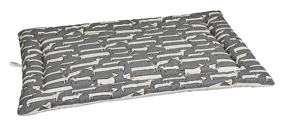 Cosmopolitan Dog Mat – Dashing Dogs Print Reversible Travel & Home Mat with Raised Border, Upholstery Fabric, Machine Washable