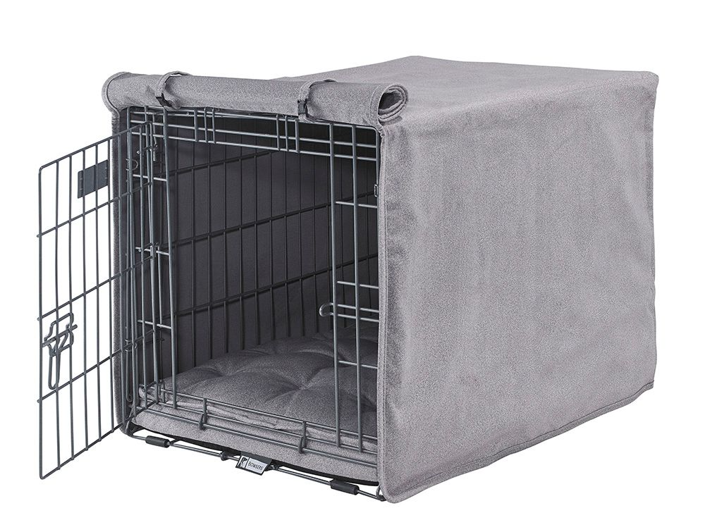 Crate Cover – Shadow Luxury Upholstery with Elegant Piping, Machine Washable Roll-Up Front Panel for Stylish Dog Crate Privacy