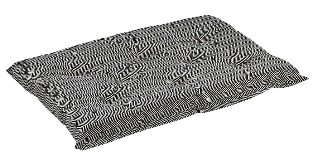 Tufted Dog Crate Cushion – Herringbone Upholstery Fabric, High-Memory Polyester Fiber, Machine Washable, Versatile Crate or Lounge Mat
