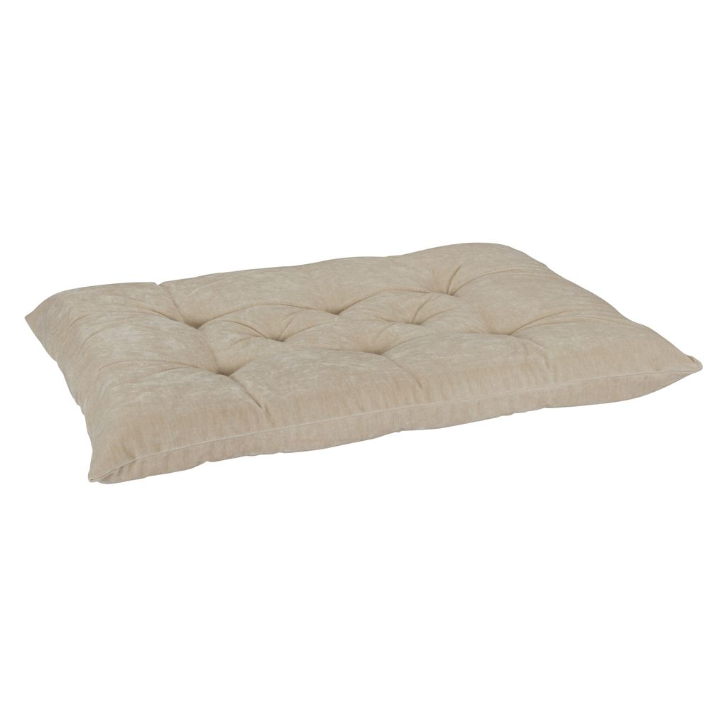 Tufted Dog Bed Cushion – Linen Cream Upholstery-Grade Fabric, High-Memory Fiber Fill, Machine Washable, Fits Donut Bed or Crate