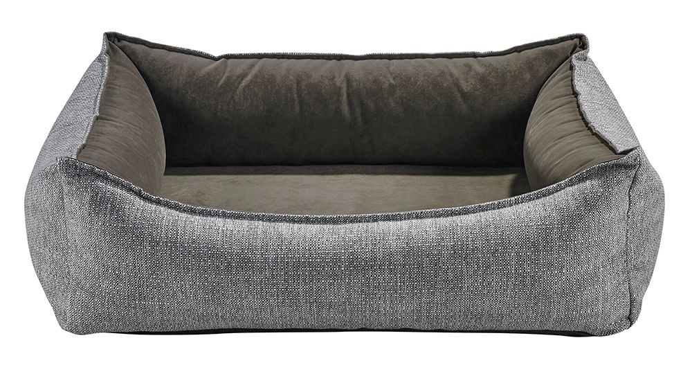 Oslo Ortho Bed Allumina – Two-Tone Upholstery Fabric with Scooped Front, Cool Gel Memory Foam Cushion, Removable Washable Cover, Supportive Bolster, Ideal for Comfort & Temperature Regulation