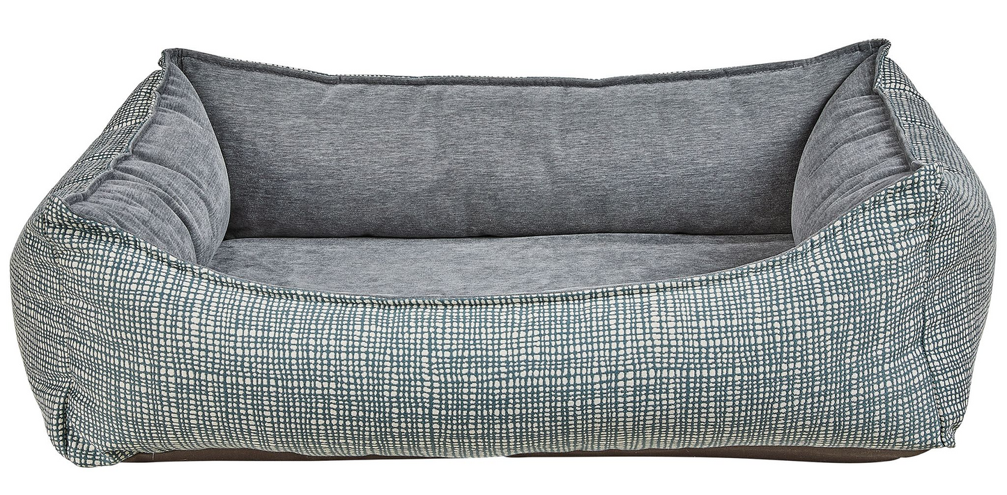 Oslo Ortho Bed Hampton – Two-Tone Upholstery Fabric with Scooped Front, Cool Gel Memory Foam Cushion, Removable Washable Cover, Supportive Bolster, Ideal for Comfort & Temperature Regulation