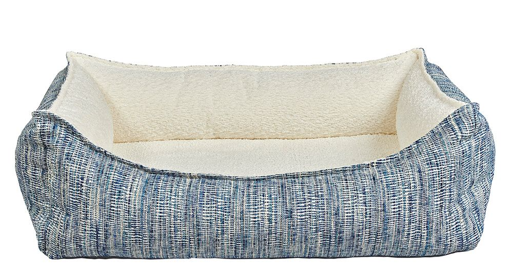 Oslo Ortho Bed Portofino – Two-Tone Upholstery Fabric with Scooped Front, Cool Gel Memory Foam Cushion, Removable Washable Cover, Supportive Bolster, Ideal for Comfort & Temperature Regulation