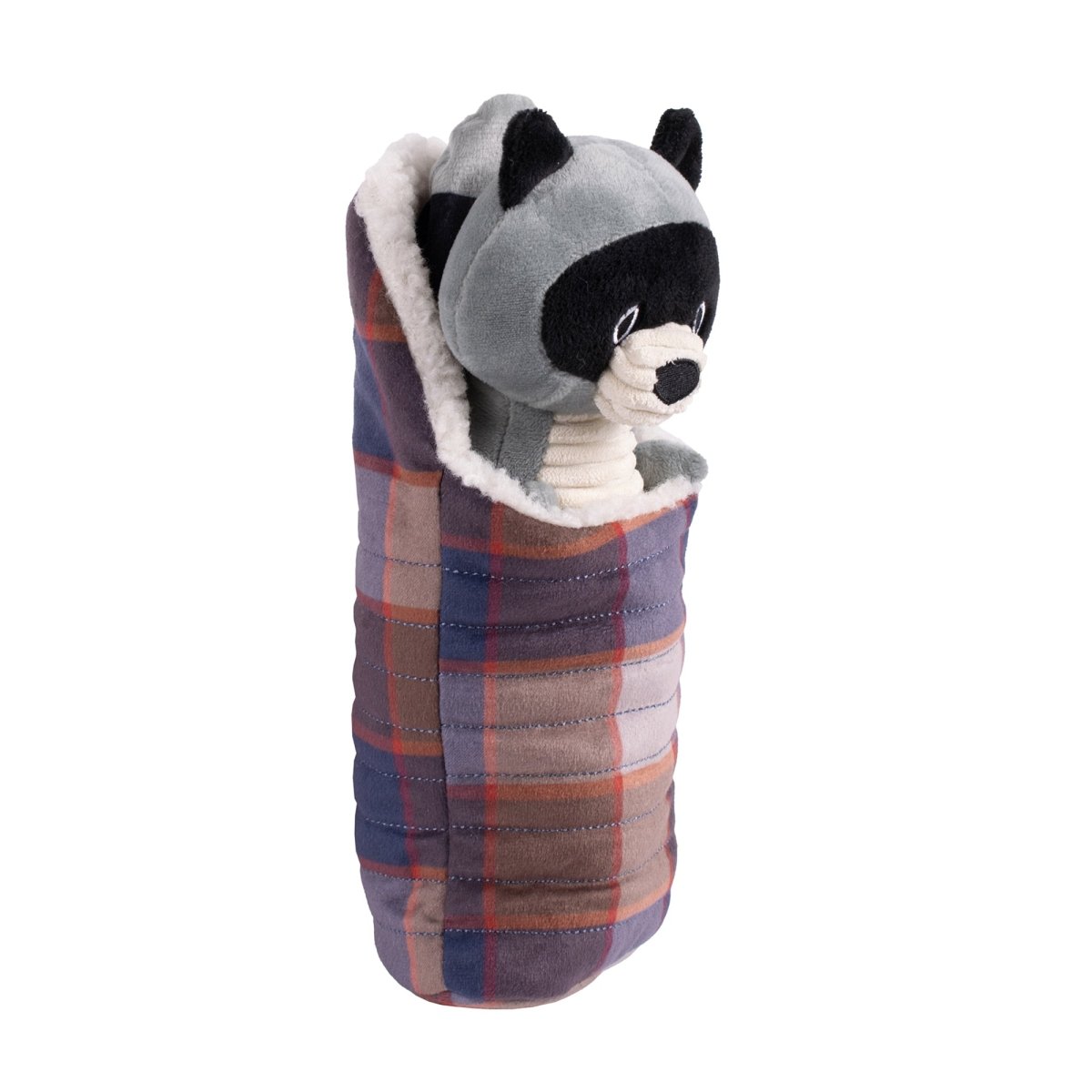 Pendleton Camp Pal Dog Plush Toy | Crinkle Sleeping Bag Toy with Removable Squeaky Fox or Raccoon