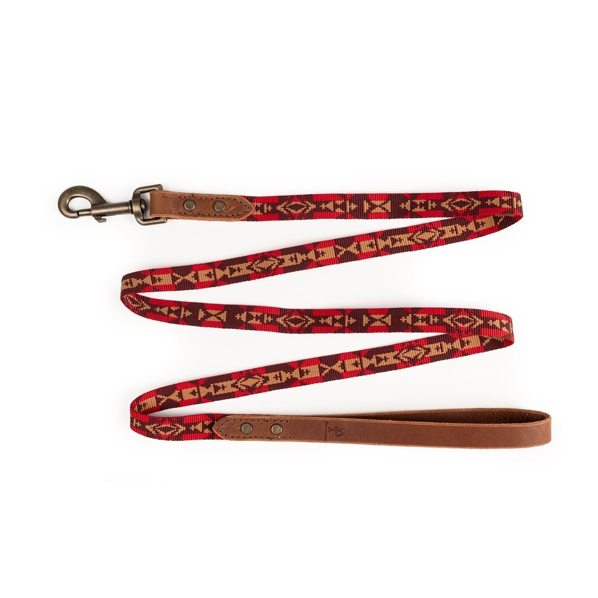 Pendleton Heritage Leash | Jacquard Webbing Lead with Water Buffalo Leather Handle & Antique Brass Hardware