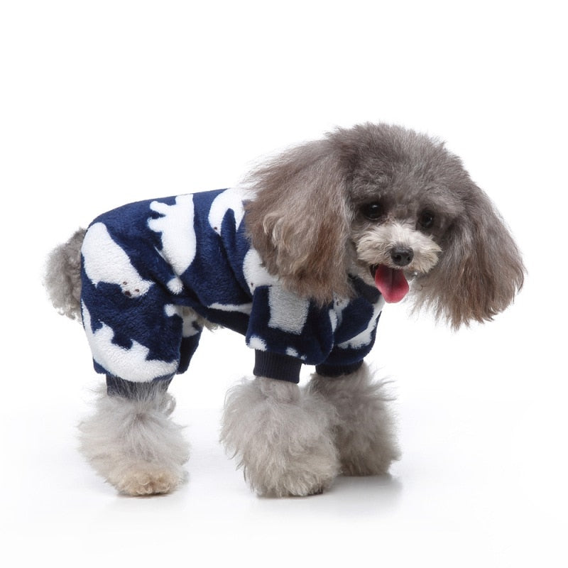 Polar Bear Onesie Dog PJs – Soft Winter Pajamas for Small & Medium Dogs (Pink or Navy, S–XL)