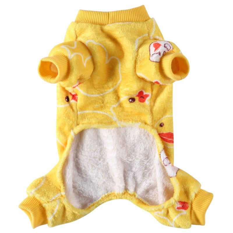 Yellow Rubber Ducky Onesie Dog Pajamas – Cozy Warm Sleepwear for Small & Medium Dogs | Soft Breathable Fabric | Posh Dog Life