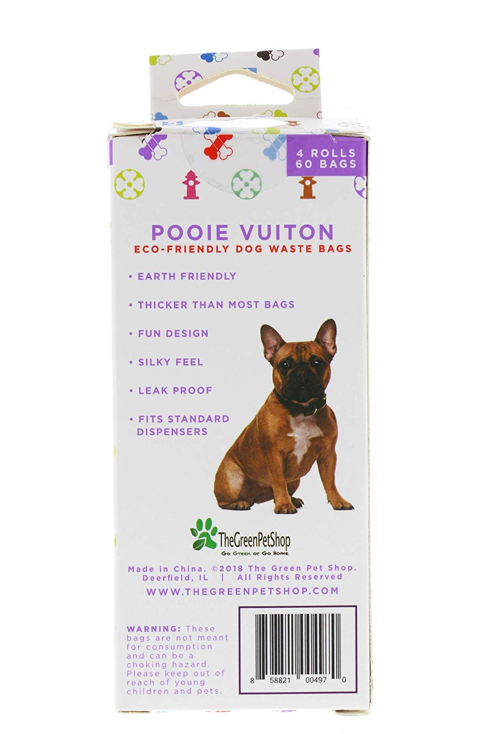 Pooie Vuiton Eco-Friendly Dog Poop Bags – 8 Pack (120 Bags) Cornstarch-Based, Durable & Stylish Waste Bags for Dogs