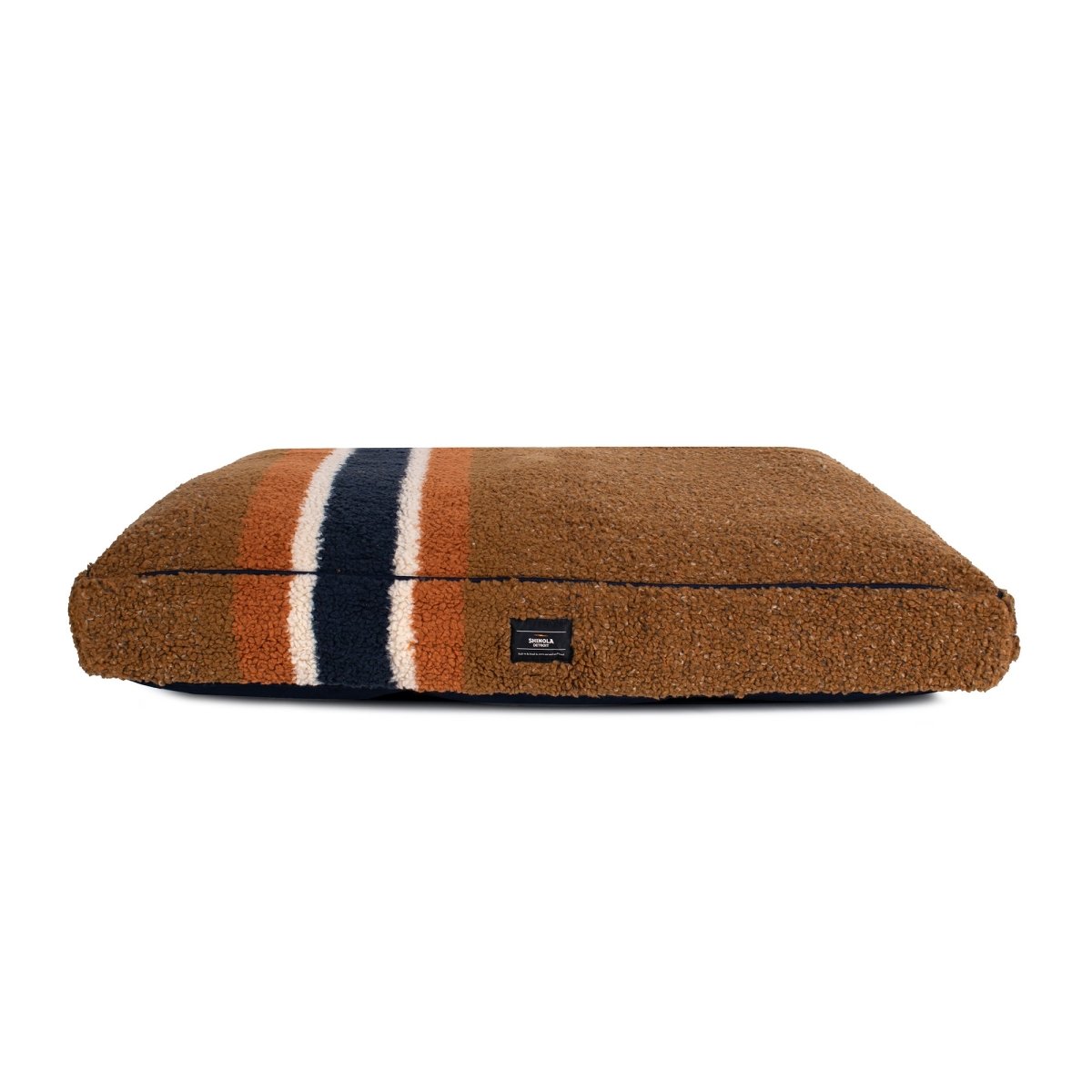 Shinola Brand Stripe Berber Napper Dog Bed | Plush Shearling Bed with Recycled Fill & Washable Cover