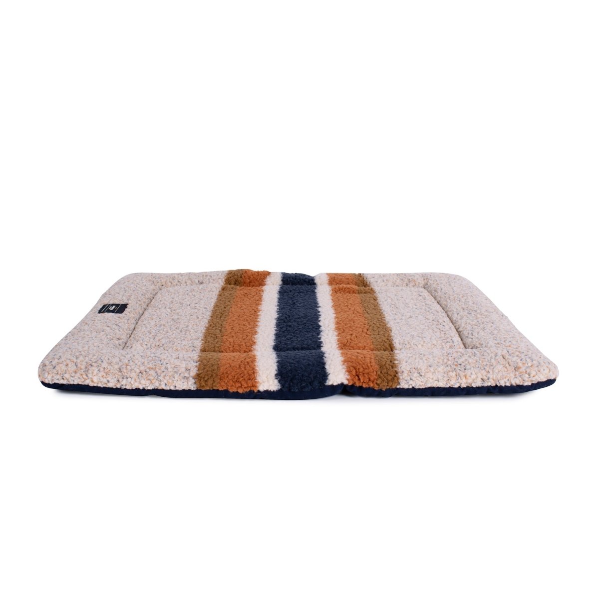 Shinola Brand Stripe Comfort Cushion Berber Dog Bed – Oatmeal | Reversible Plush Dog Mat with Recycled Fill