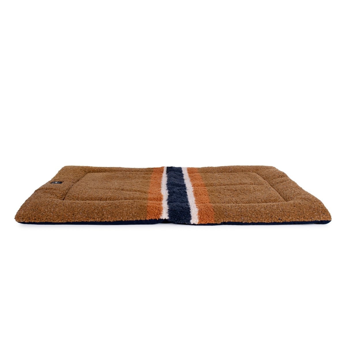 Shinola Brand Stripe Comfort Cushion Berber Dog Bed – Rust | Lightweight Washable Mat for Crates & Home