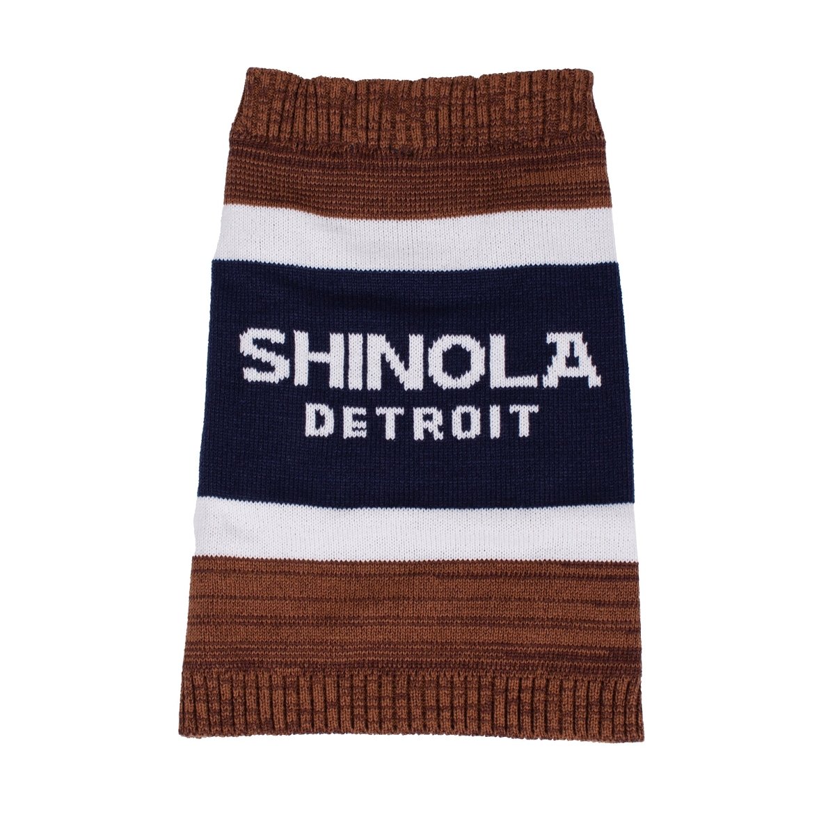 Shinola Brand Stripe Knitted Pet Sweater | Cozy Pullover Acrylic Dog Sweater — Machine Washable