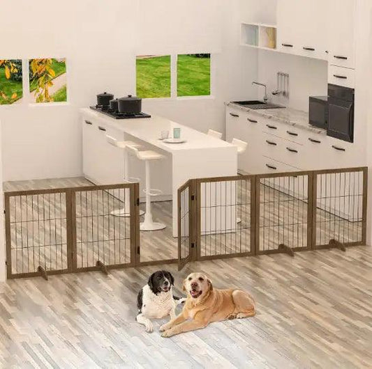 WideSpan 144" Pet Gate with Door – Extra-Wide Solid Wood Safety Barrier