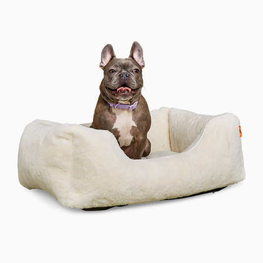 The Sammy Dog Bed | Ultra-Soft Faux Fur Bolster Bed with Chew-Resistant Inserts & Washable Cover (S/M/L)