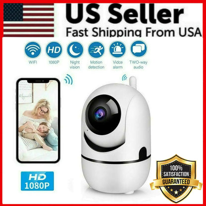 1080P WiFi Indoor Security Camera with Night Vision, Motion Alerts & Two-Way Audio